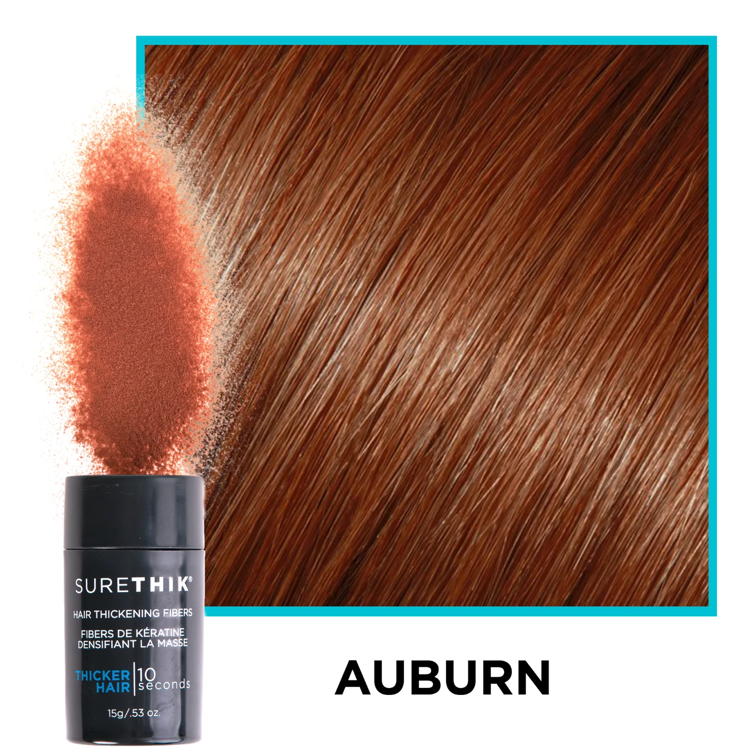 Surethik Hair Thickening Fibers 15G 9 surethik hair thickening fibers auburn – conceals thinning areas for auburn hair