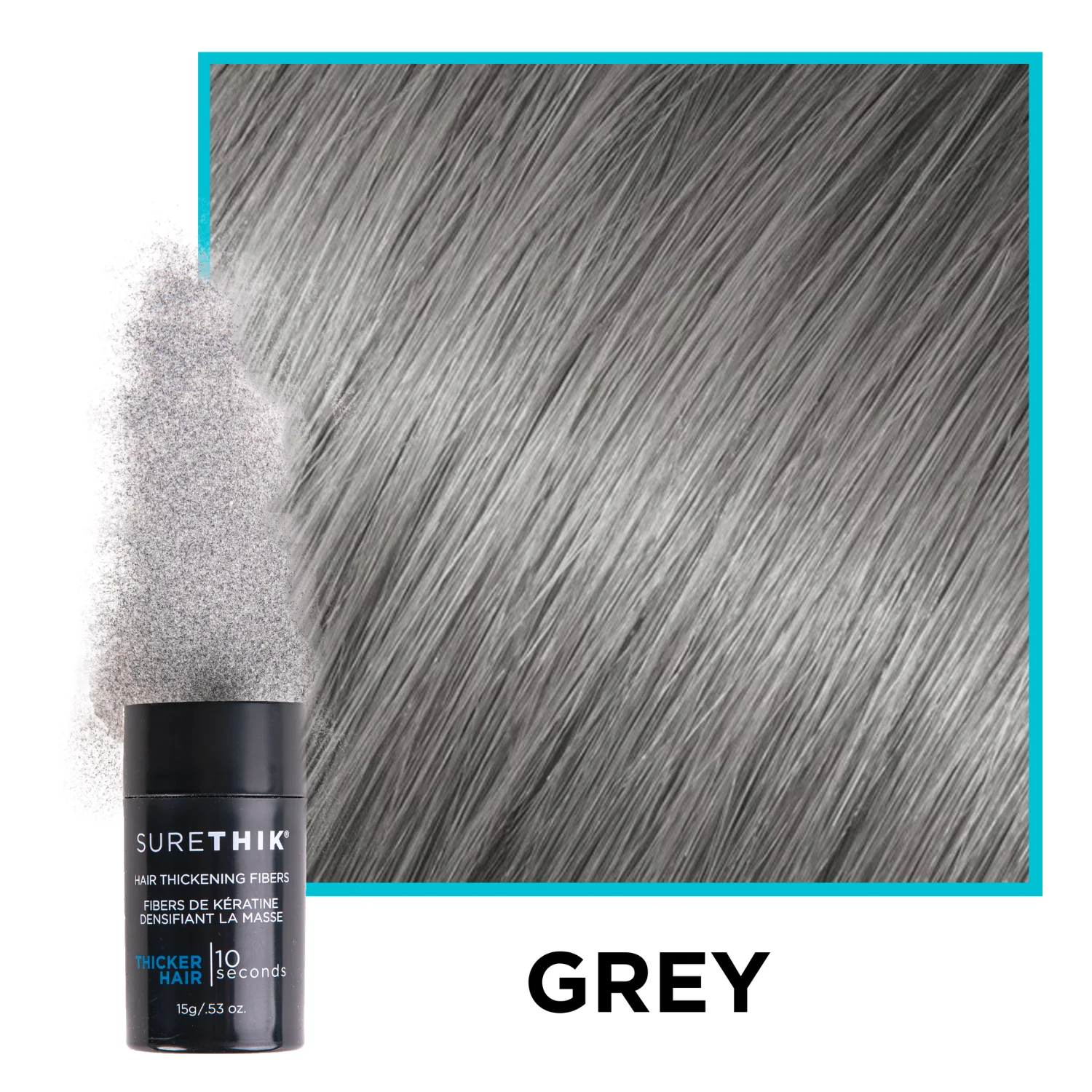 Surethik Hair Thickening Fibers 15G 8 surethik hair thickening fibers grey – enhances volume and coverage for grey hai