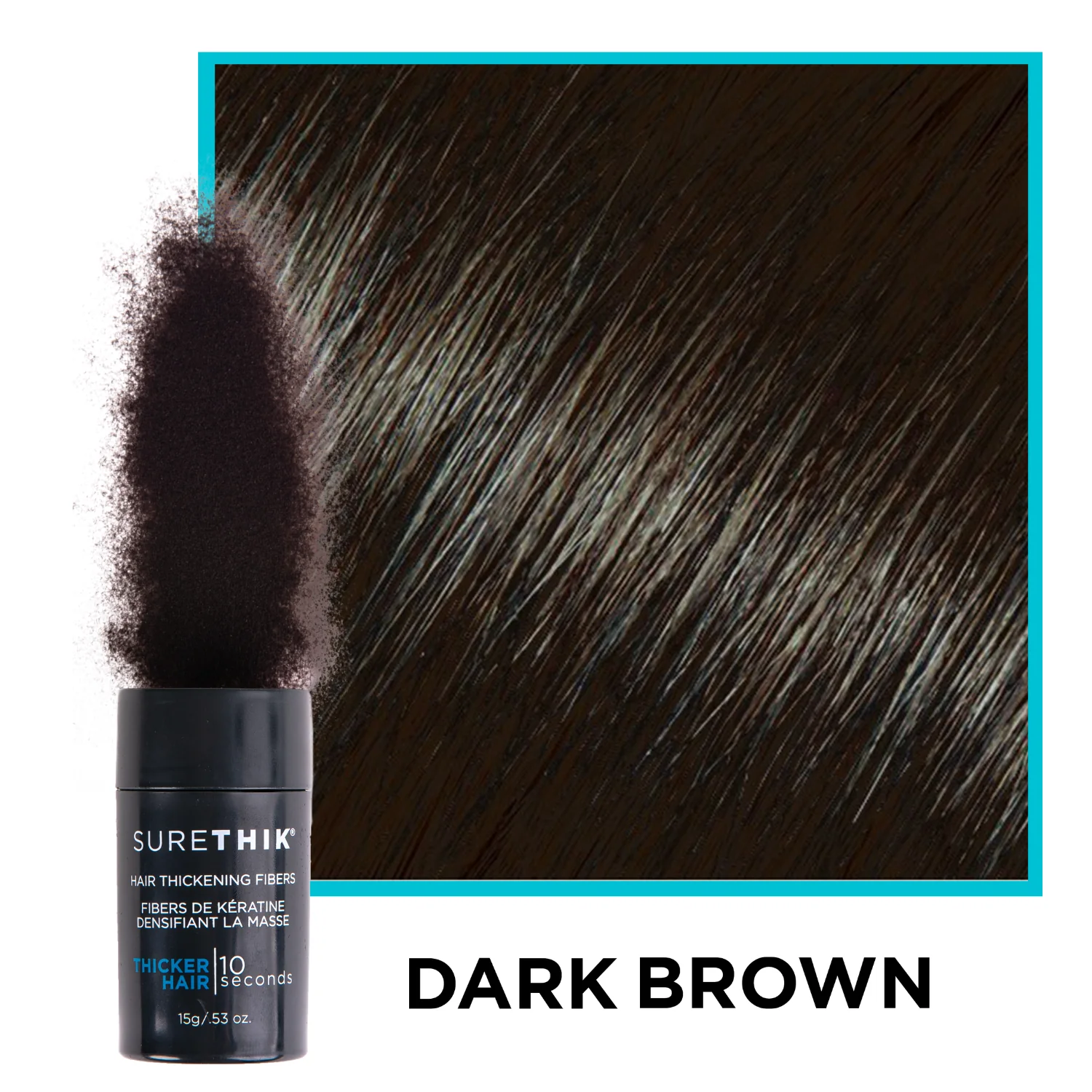Surethik Hair Thickening Fibers 15G 4 surethik hair thickening fibers dark brown – thickens and conceals thinning dark brown hair