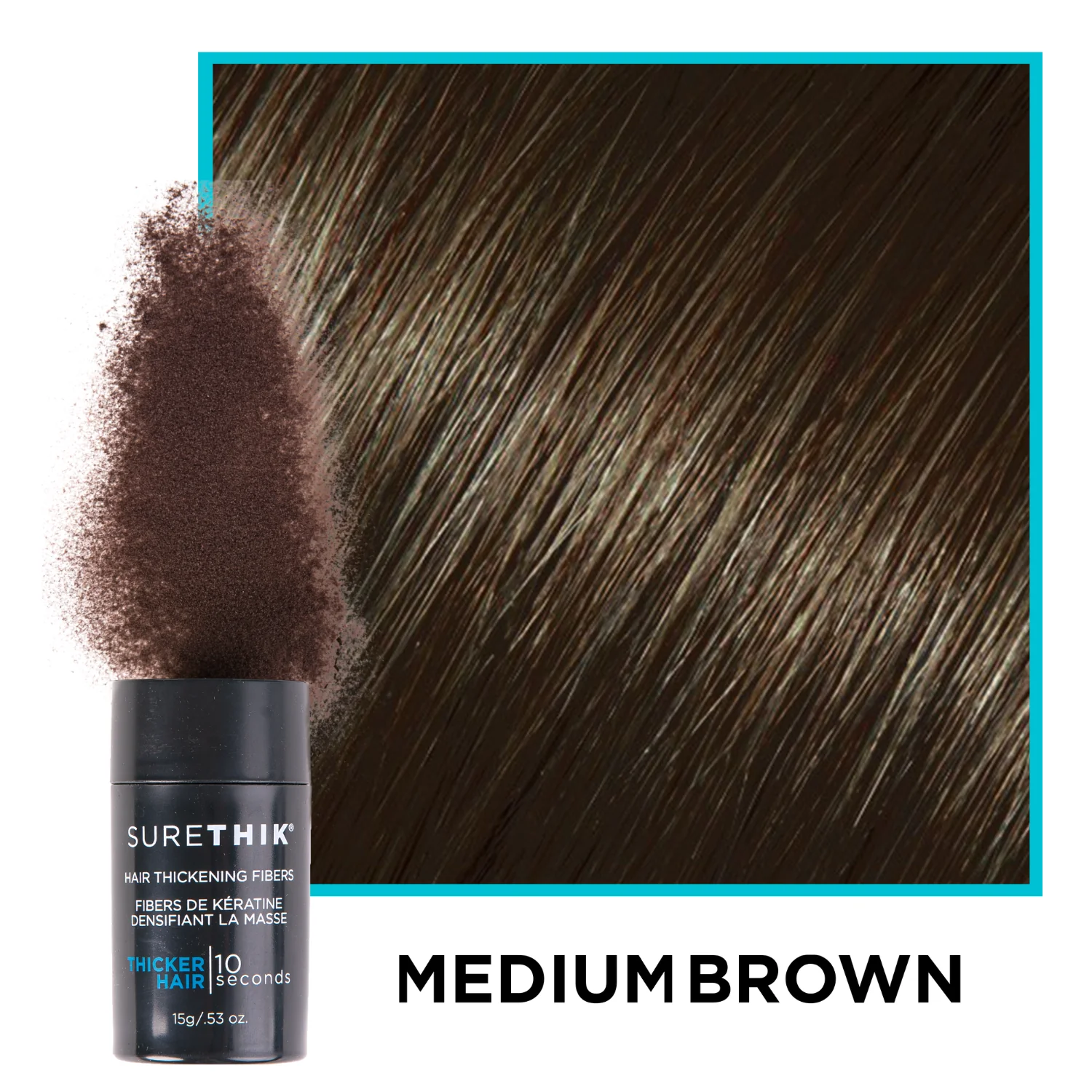 Surethik Hair Thickening Fibers 15G 5 surethik hair thickening fibers medium brown – boosts volume for medium brown hair